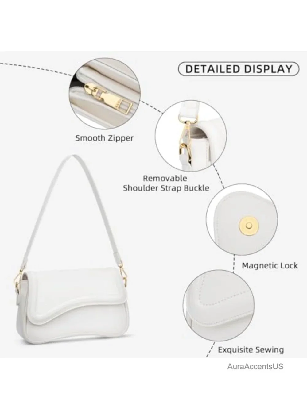 Small Hobo Shoulder Bag for Women Faux Leather Crossbody Purse Detachable Chain